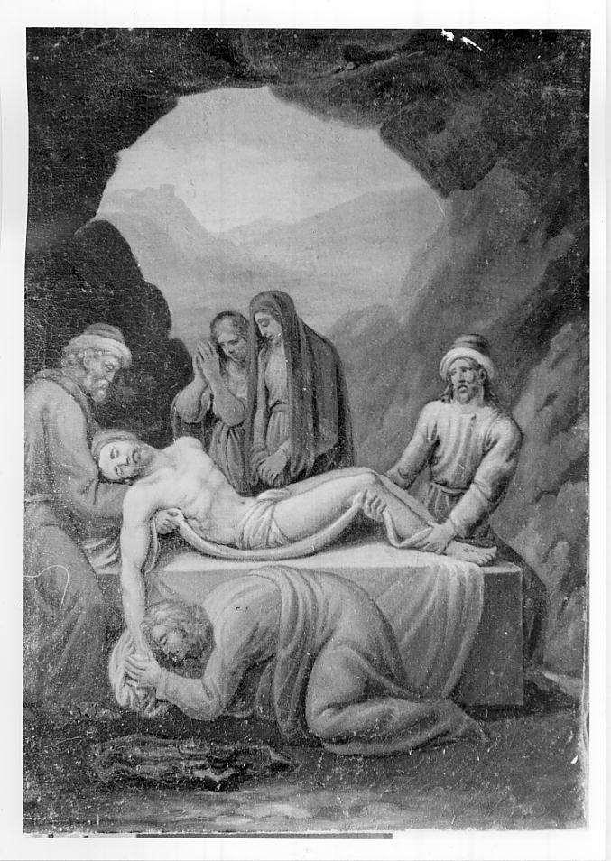 stazione XIV: Gesù deposto nel sepolcro (dipinto, ciclo) - ambito italiano (sec. XIX)