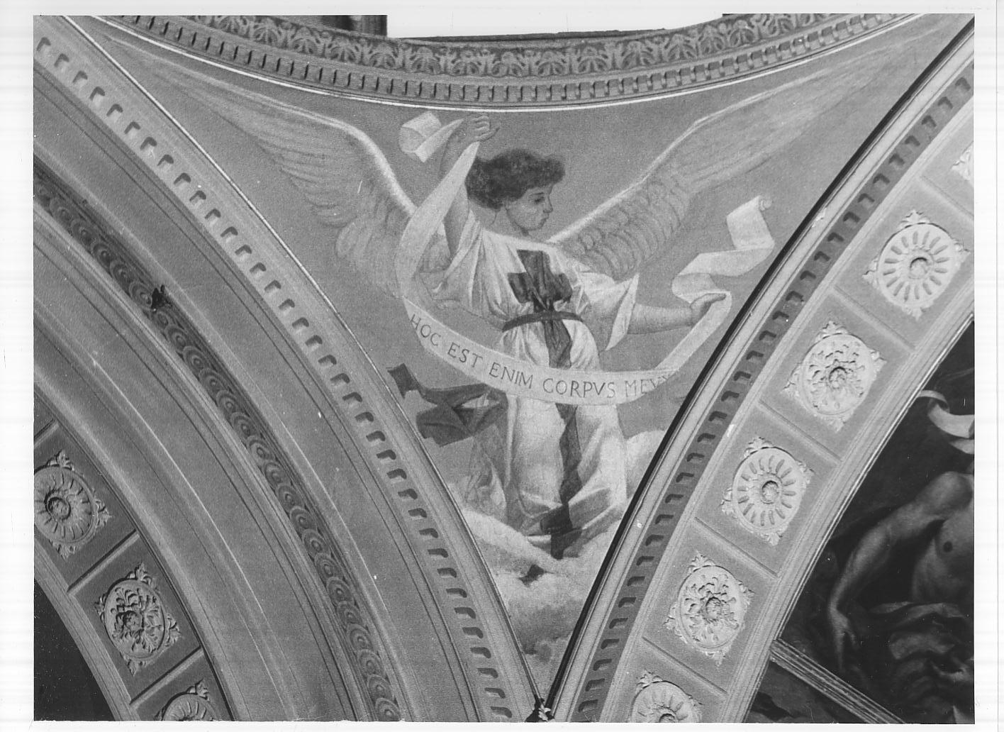 Angelo reggicartiglo/ Angelo reggicartiglio/ Angelo con calice/ Angelo con ostensorio (dipinto, serie) di Faustini Modesto (sec. XIX)