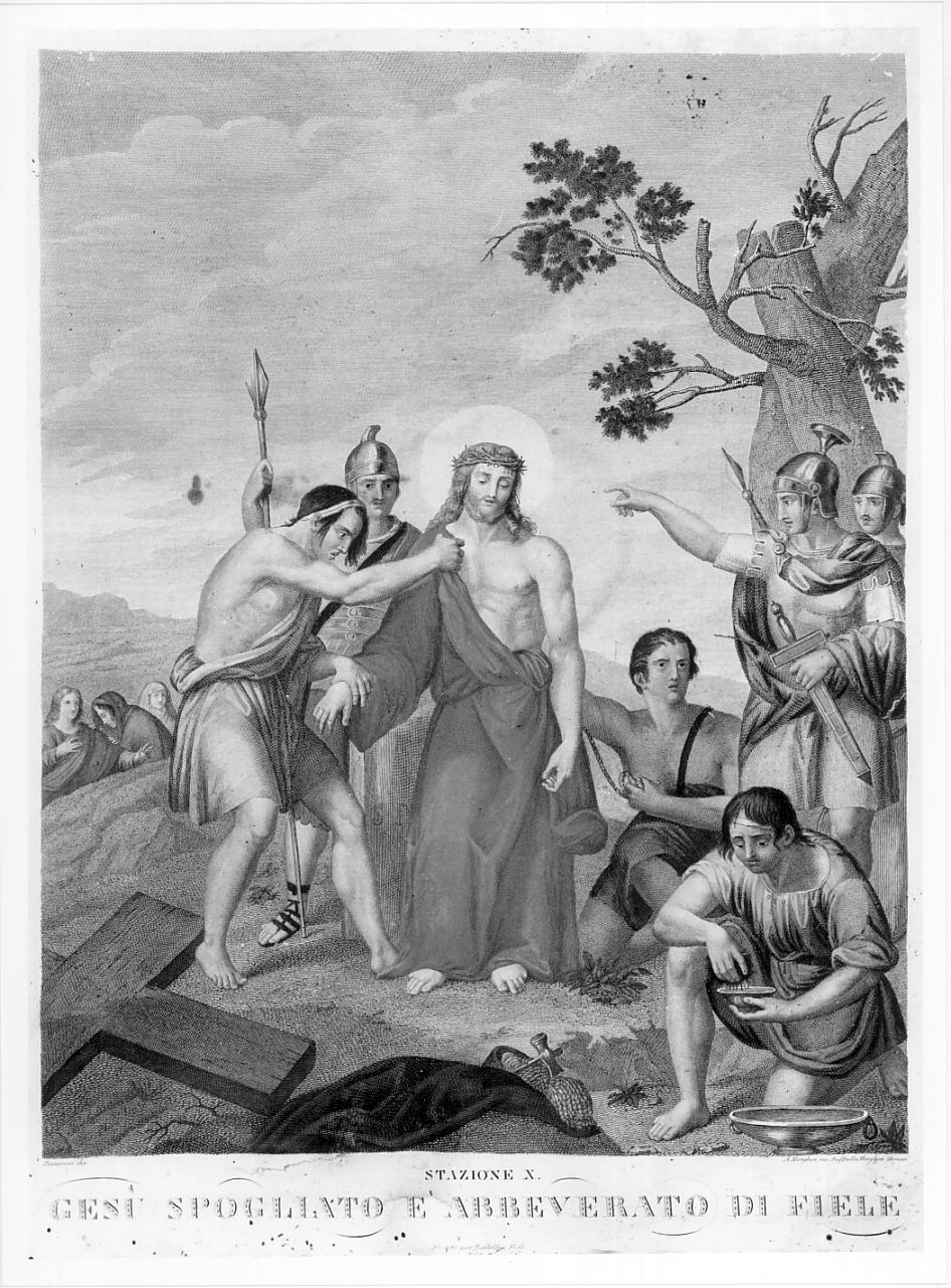 stazione X: Gesù spogliato e abbeverato di fiele (stampa, elemento d'insieme) di Pieraccini Francesco, Morghen Raffaello, Morghen Antonio (sec. XIX)
