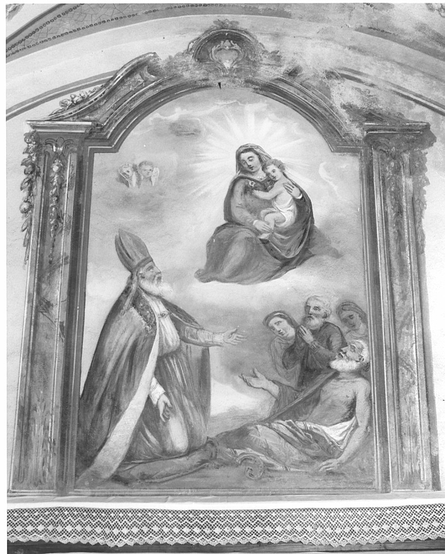 Madonna ccon Bambino e Santo Vescovo (dipinto, opera isolata) - ambito lariano (sec. XIX)