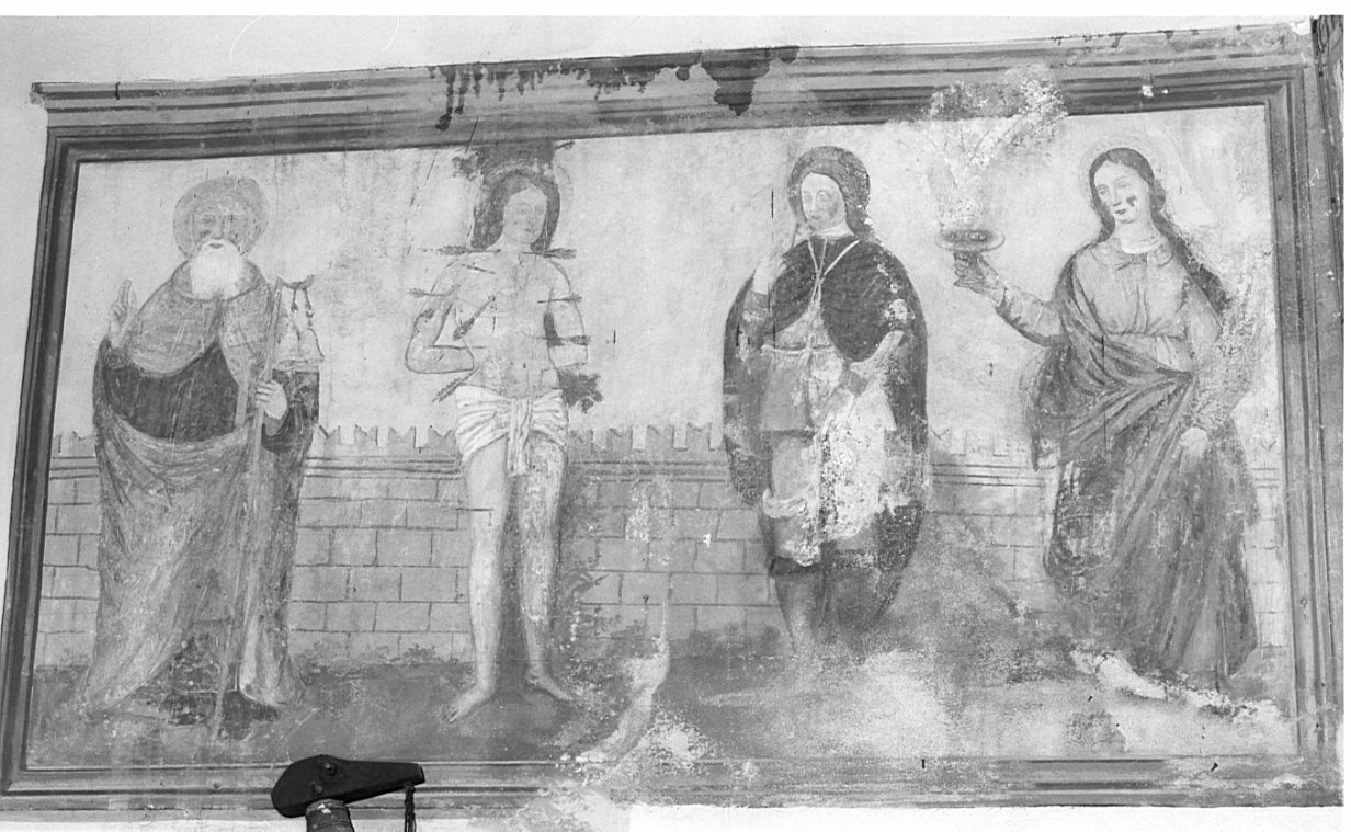 Sant'Antonio Abate, San Sebastiano, San Rocco e Santa Lucia (dipinto, elemento d'insieme) di De Magistris Giovanni Andrea (sec. XVI)
