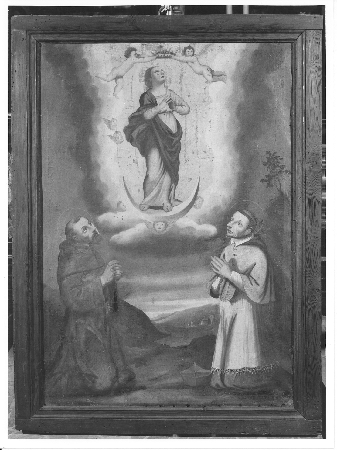 Immacolata Concezione con San Francesco d'Assisi e Carlo Borromeo (dipinto, opera isolata) - ambito lombardo (sec. XVII)