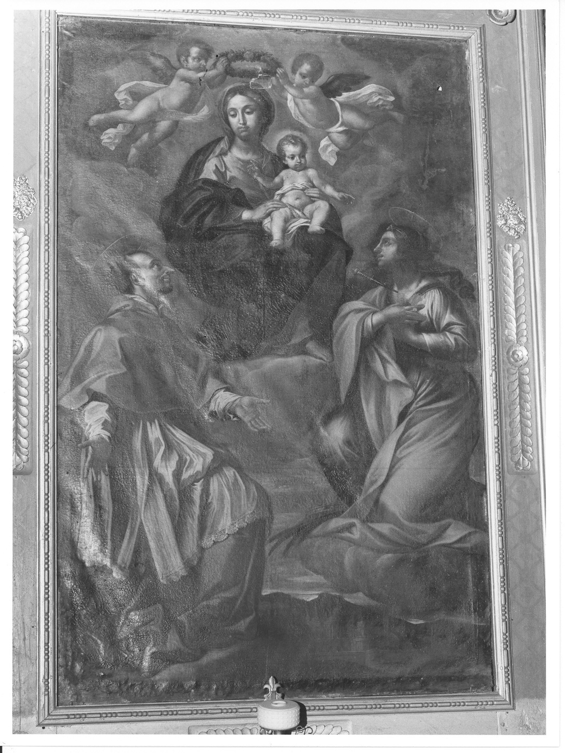 Madonna con bambino e San Carlo Borromeo (dipinto, opera isolata) - ambito lombardo (prima metà sec. XVII)