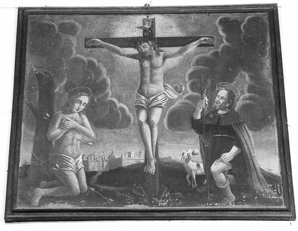 Cristo crocifisso tra San Sebastiano e San Rocco (dipinto, opera isolata) - ambito comasco (prima metà sec. XVIII)