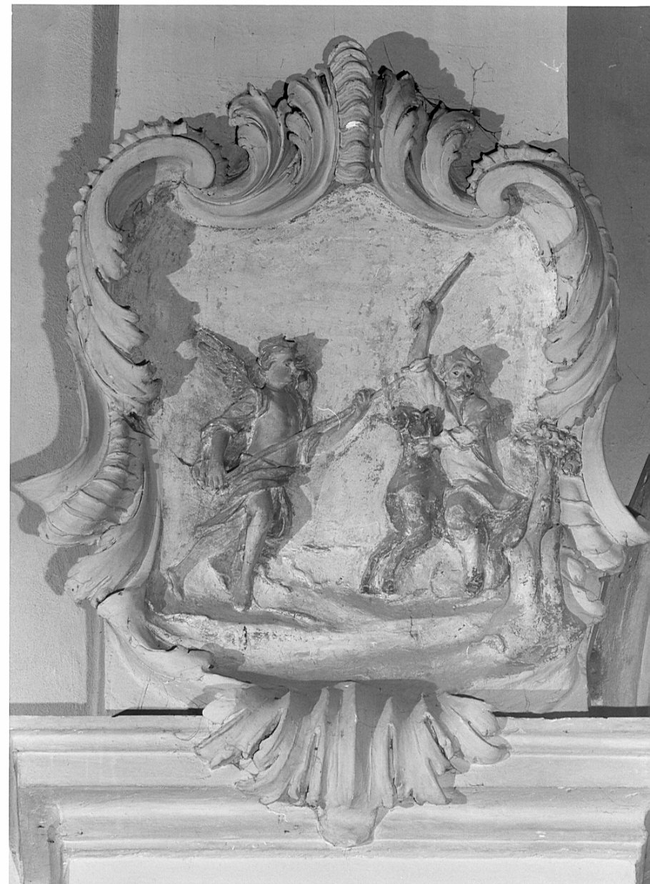 Giacobbe lotta con l'angelo (decorazione plastica, elemento d'insieme) - bottega lombarda (sec. XVIII)