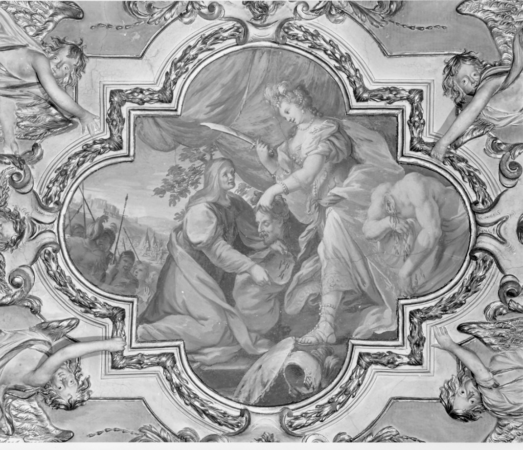 Giuditta e la sua ancella mettono la testa di Oloferne in un sacco (dipinto, opera isolata) di Bianchi Salvatore (attribuito) (sec. XVII)