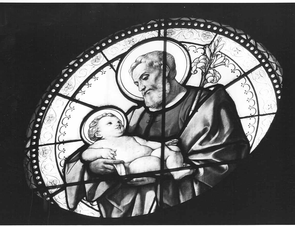San Giuseppe e Gesù Bambino (vetrata, opera isolata) - bottega lombarda (secc. XIX/ XX)