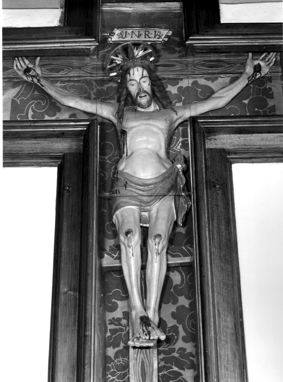 Cristo crocifisso sulla croce vivente (crocifisso, opera isolata) - bottega lombarda (sec. XIX)