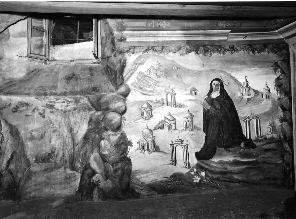 La Beata Giuliana in preghiera al Sacro Monte di Varese, beato (dipinto, elemento d'insieme) di Corona Pozzi Laura (attribuito) (sec. XVII)