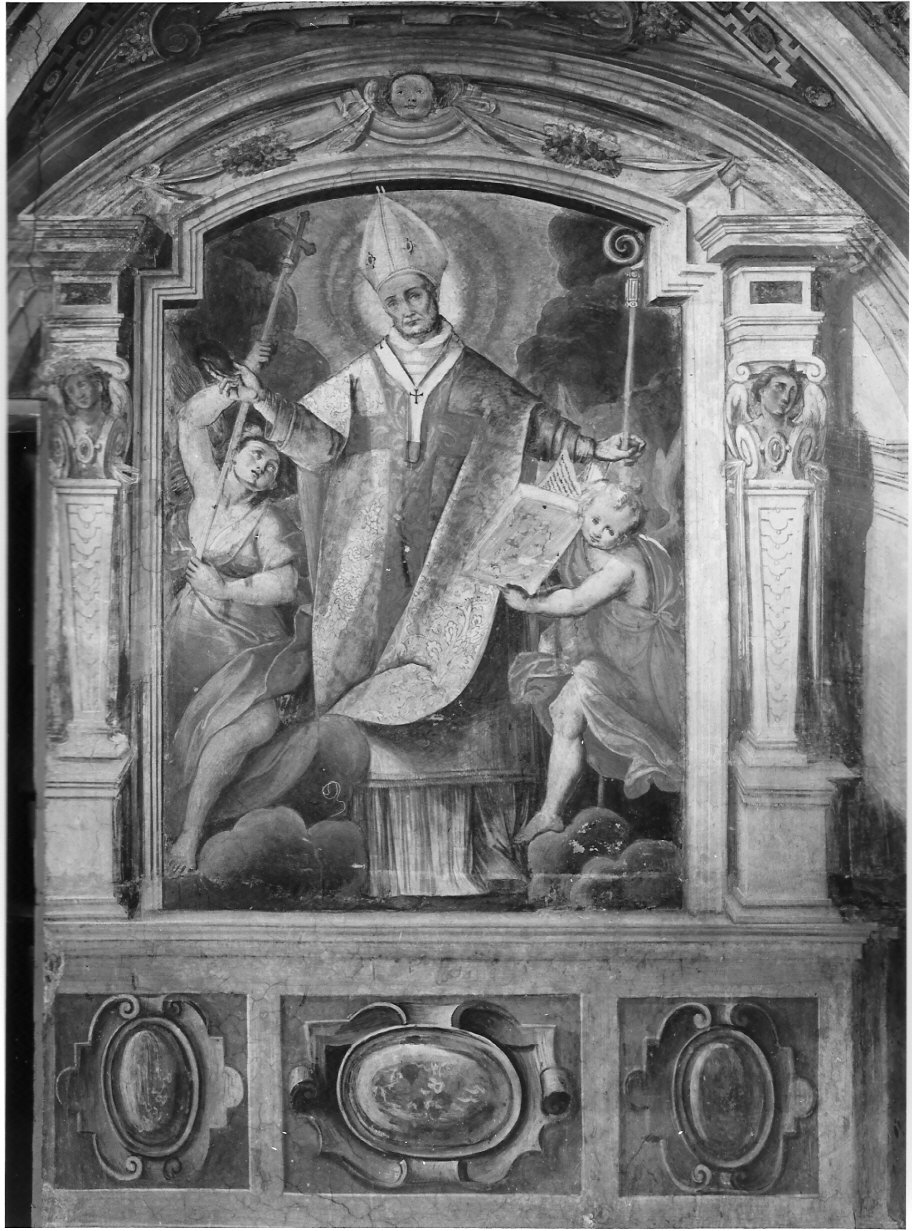 Sant'Ambrogio (dipinto, elemento d'insieme) - ambito lombardo (prima metà sec. XVII)