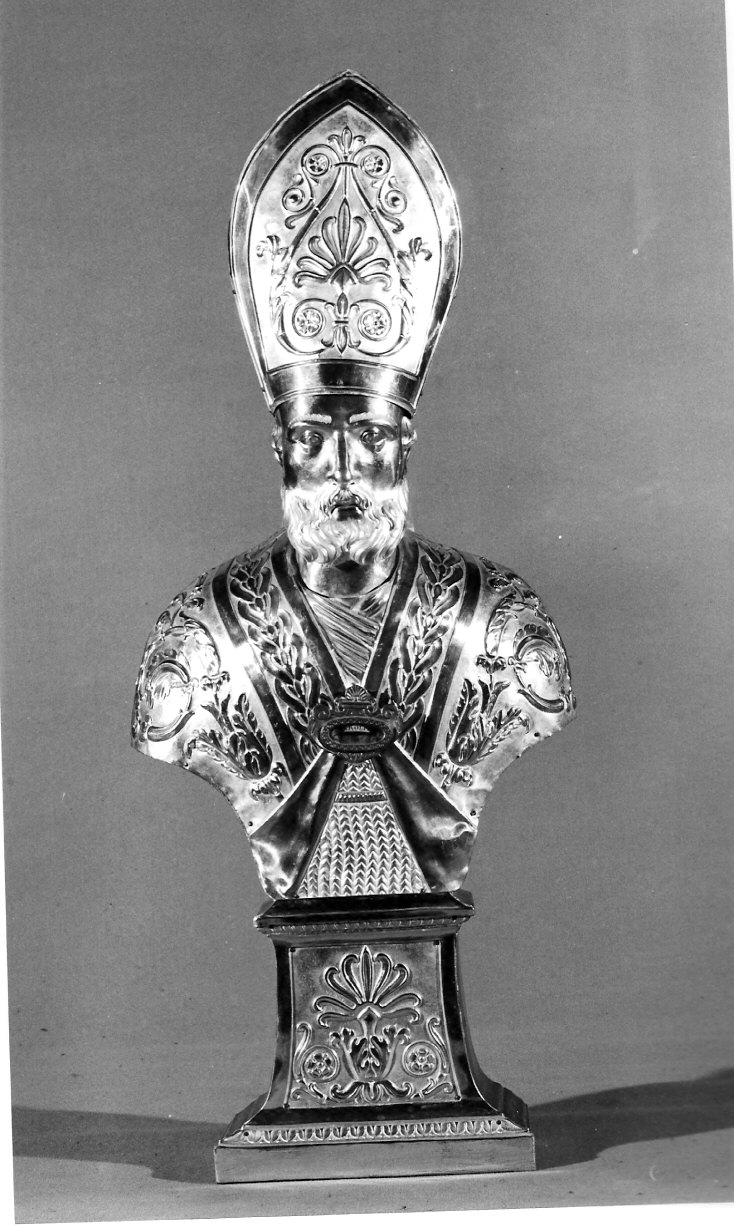 San Paolino Vescovo, Santo vescovo (reliquiario - a busto, opera isolata) - bottega lombarda (sec. XIX)