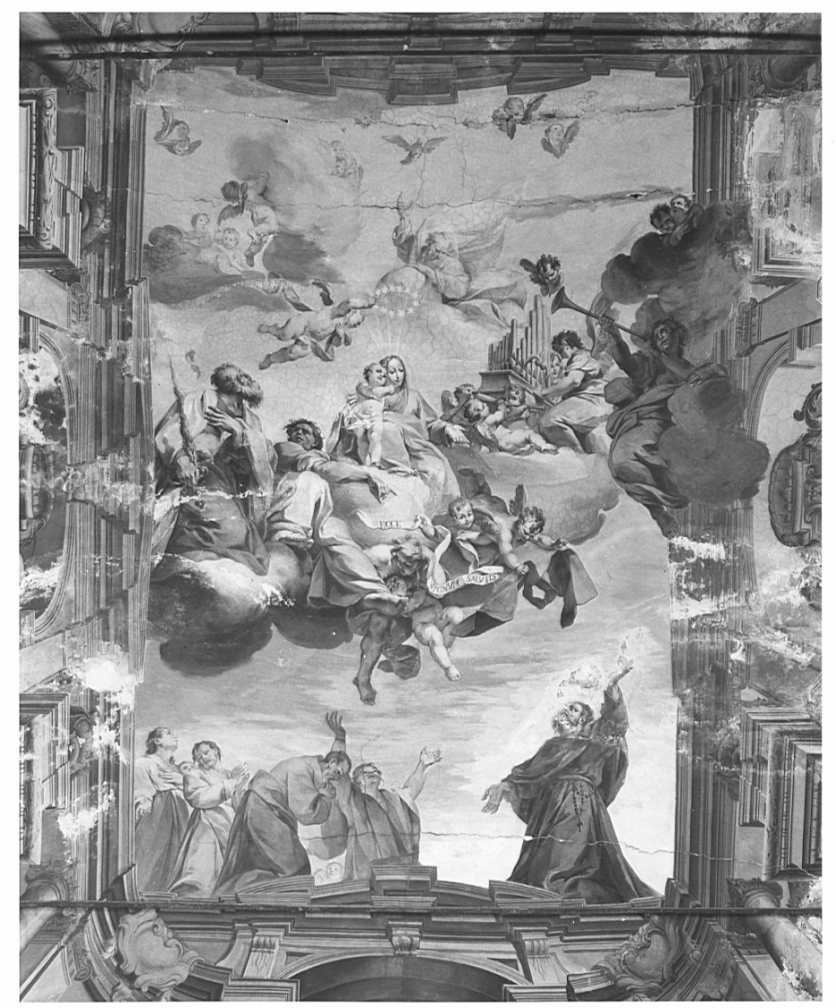 Madonna del Carmelo e San Simone Stock (dipinto, elemento d'insieme) di Magatti Pietro Antonio (attribuito) (sec. XVIII)