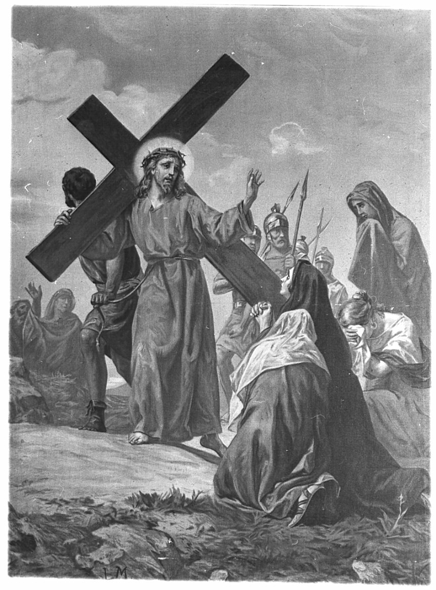 stazione VIII: Gesù consola le donne di Gerusalemme (Via Crucis, elemento d'insieme) di Morgari Luigi (attribuito) (sec. XIX)