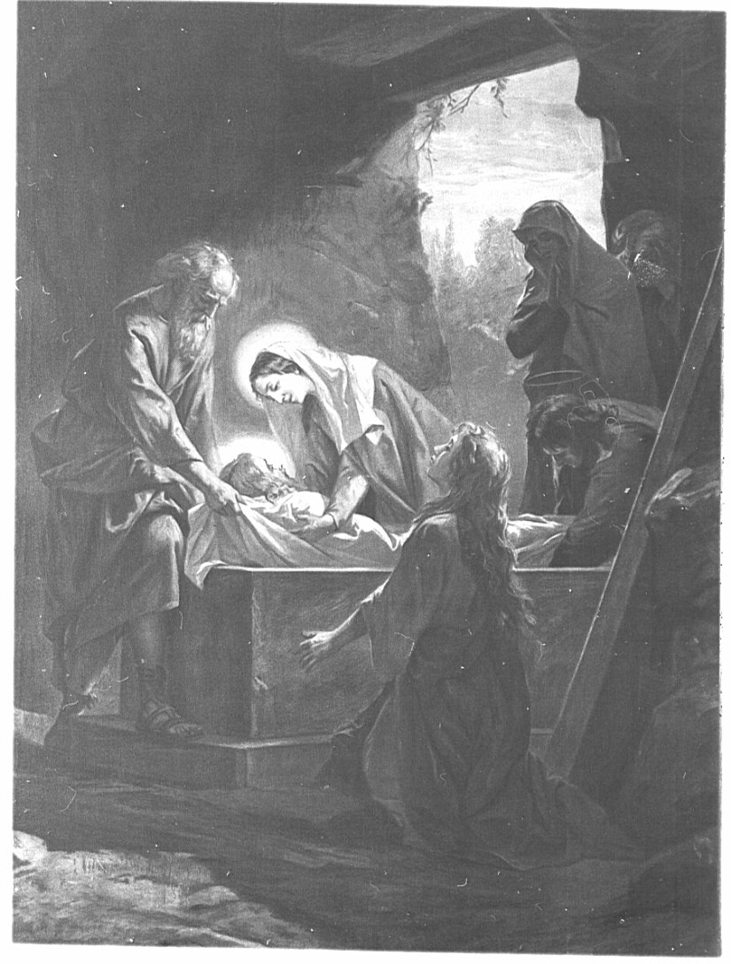 stazione XIV: Gesù deposto nel sepolcro (Via Crucis, elemento d'insieme) di Morgari Luigi (attribuito) (sec. XIX)