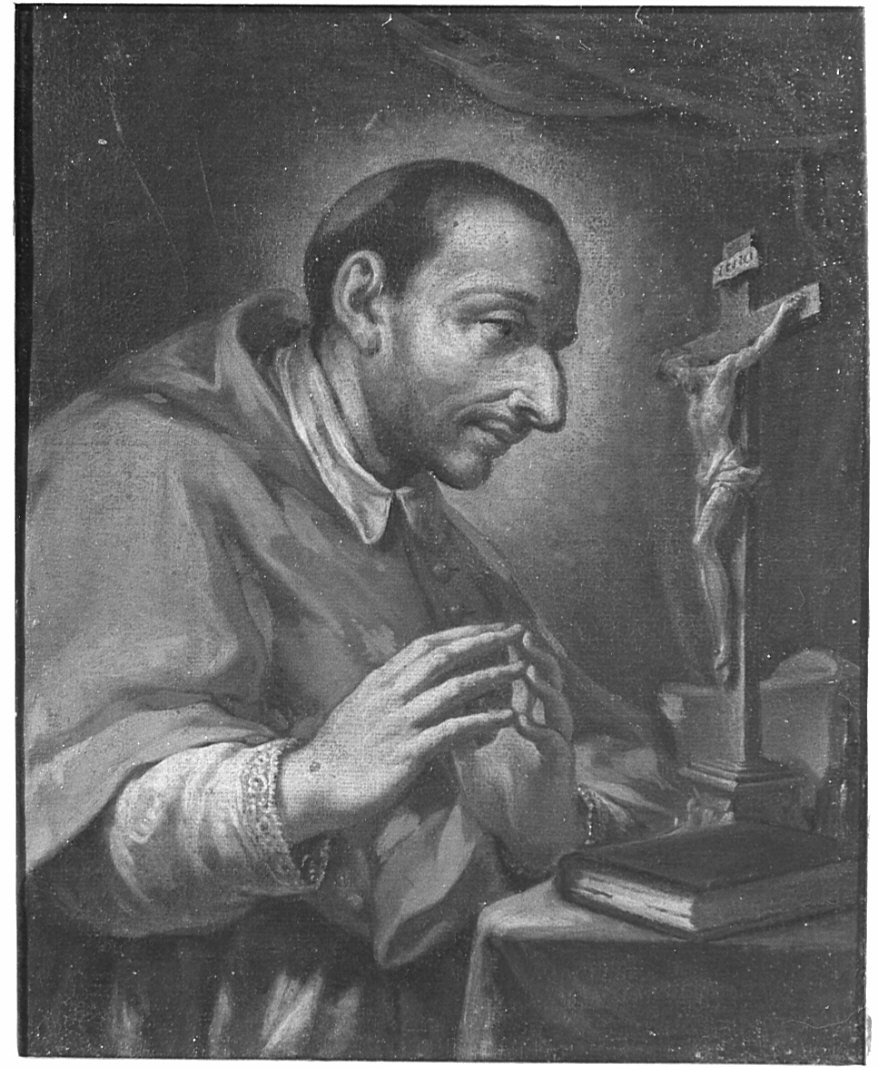 San Carlo Borromeo in meditazione (dipinto, opera isolata) - ambito lombardo (ultimo quarto sec. XVII)