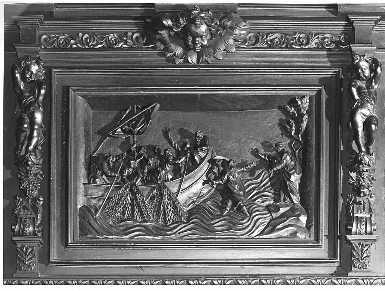 Pesca miracolosa (formella, elemento d'insieme) di Castelli Bernardo detto Borromini Bernardo (sec. XVII)