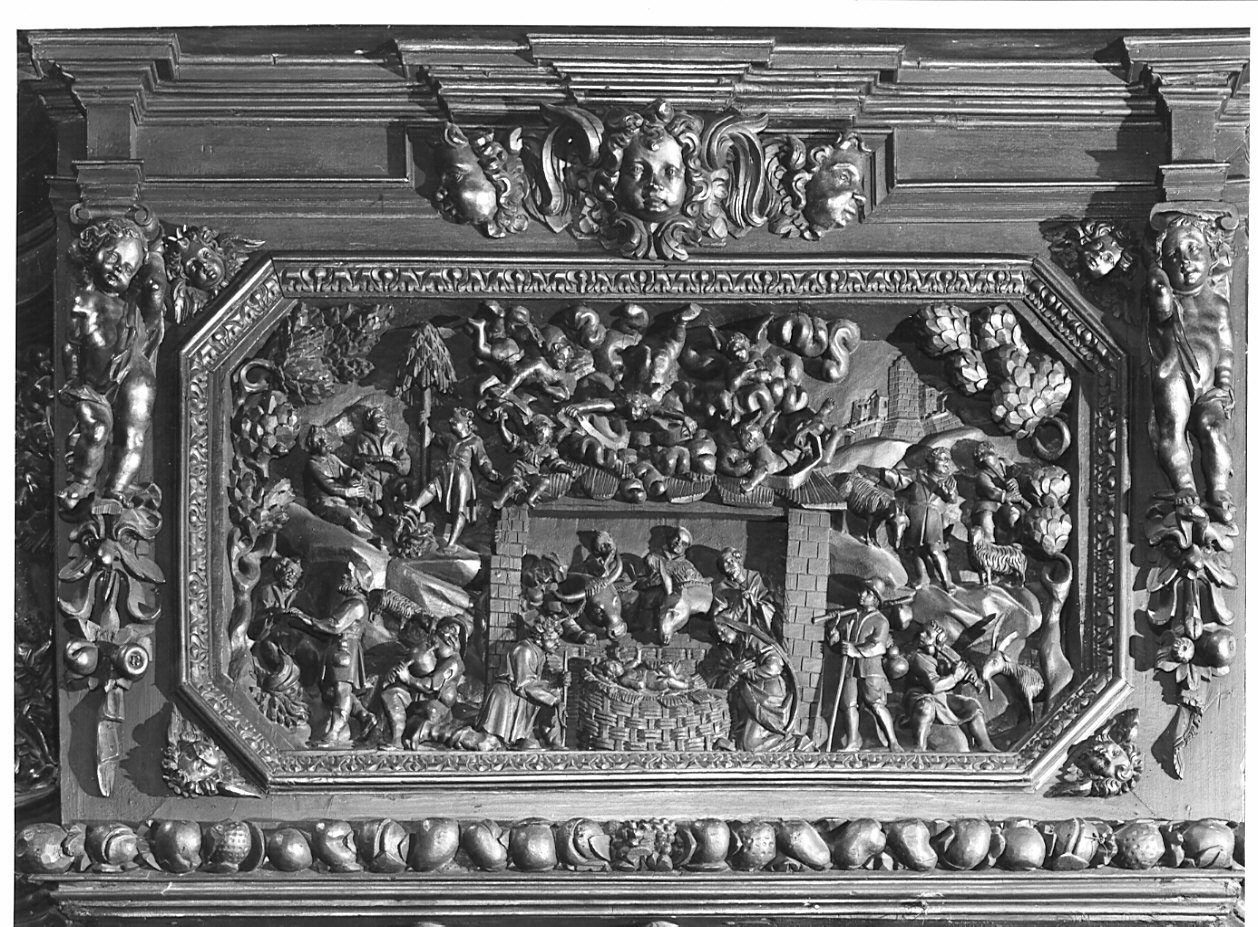 natività di Gesù (formella, elemento d'insieme) di Castelli Bernardo detto Borromini Bernardo (sec. XVII)