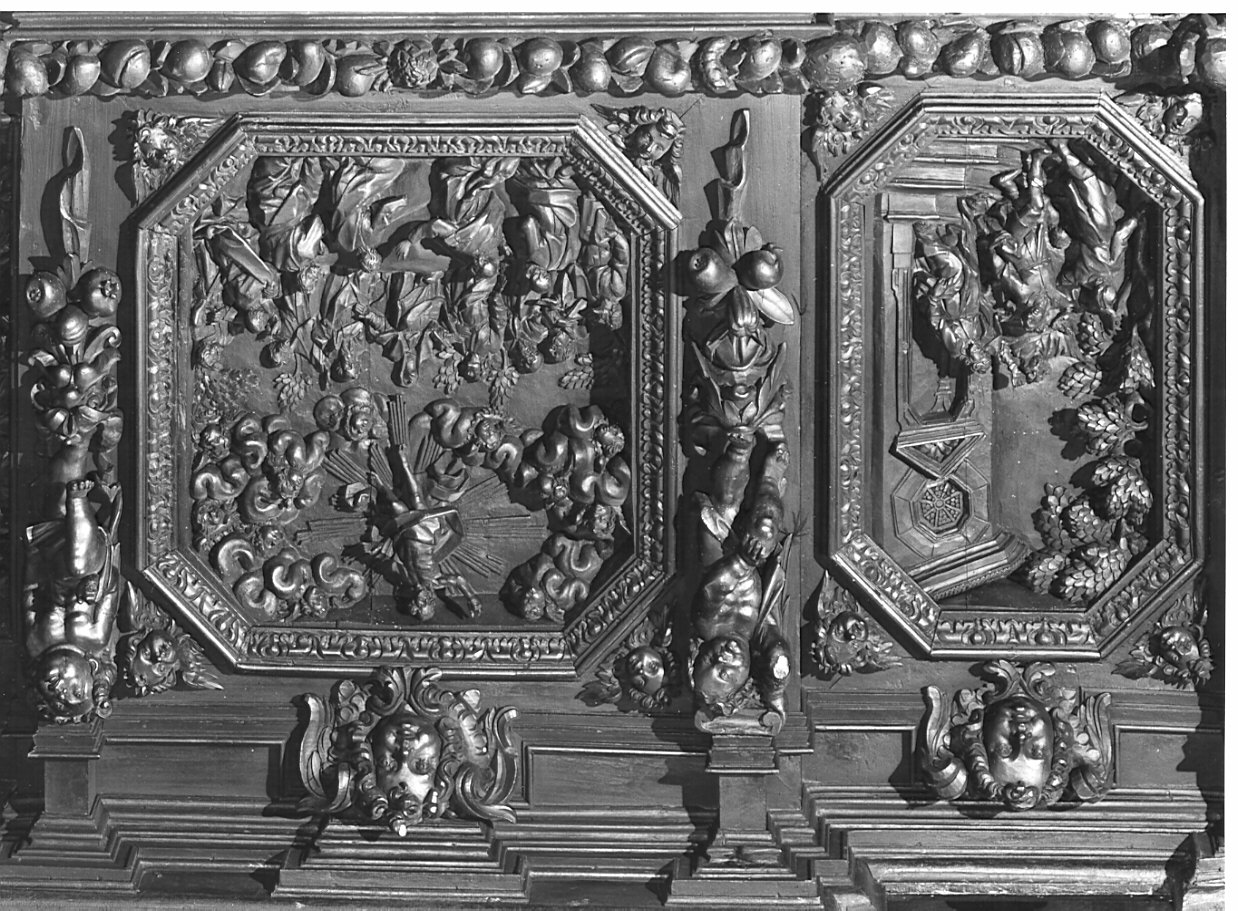 Cacciata dei Farisei dal tempio (formella, elemento d'insieme) di Castelli Bernardo detto Borromini Bernardo (sec. XVII)