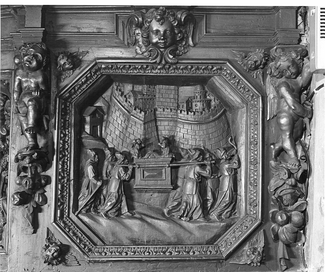 trasporto dell'Arca dell'alleanza a Gerusalemme (formella, elemento d'insieme) di Castelli Bernardo detto Borromini Bernardo (sec. XVII)