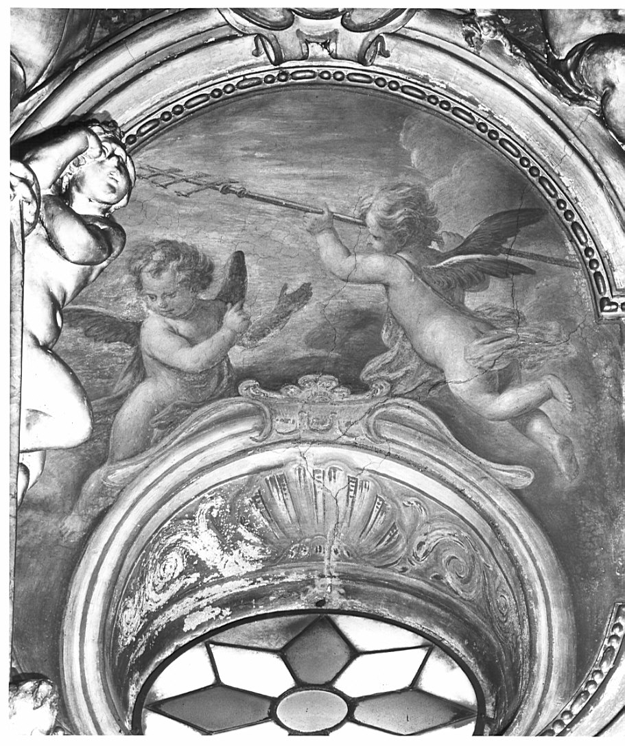 angeli recanti un pastorale (dipinto, elemento d'insieme) di Ghisolfi Giovanni (attribuito) (sec. XVII)