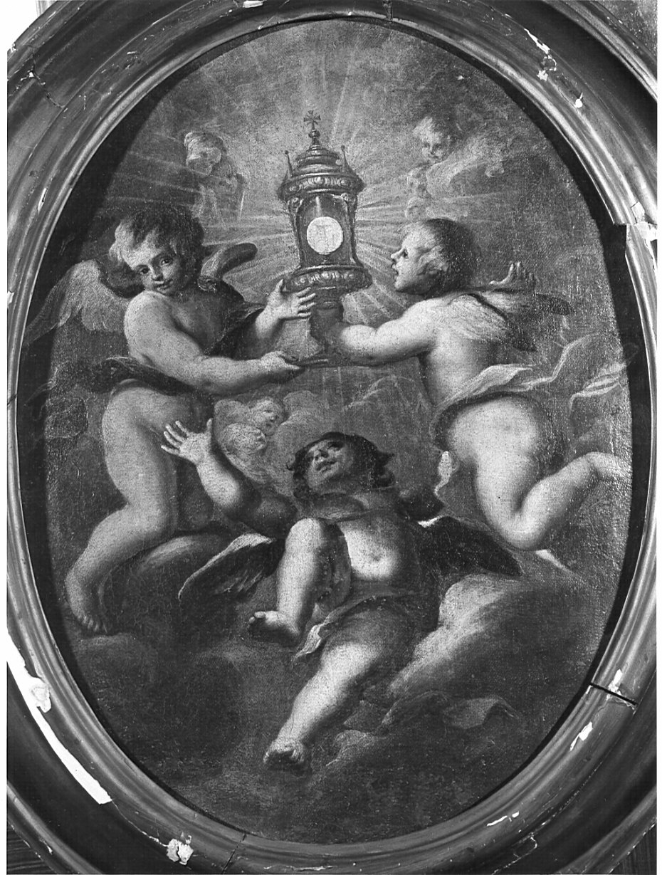 ostensorio sorretto da due angeli (dipinto, opera isolata) - ambito lombardo (secc. XVII/ XVIII)