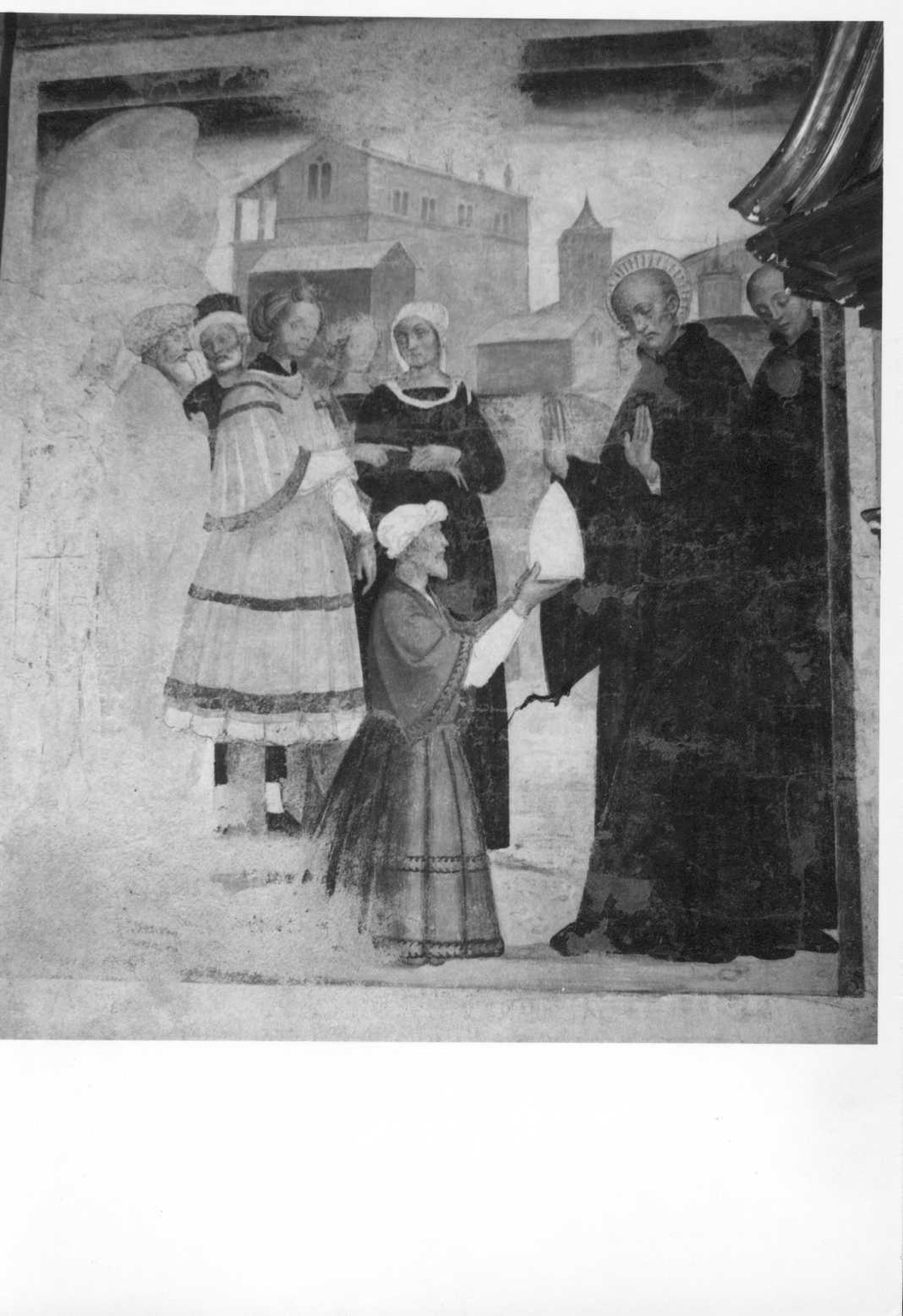 San Maiolo rifiuta il vescovado di BeSancon (dipinto, elemento d'insieme) di Lanzani Bernardino (attribuito) (inizio sec. XVI)