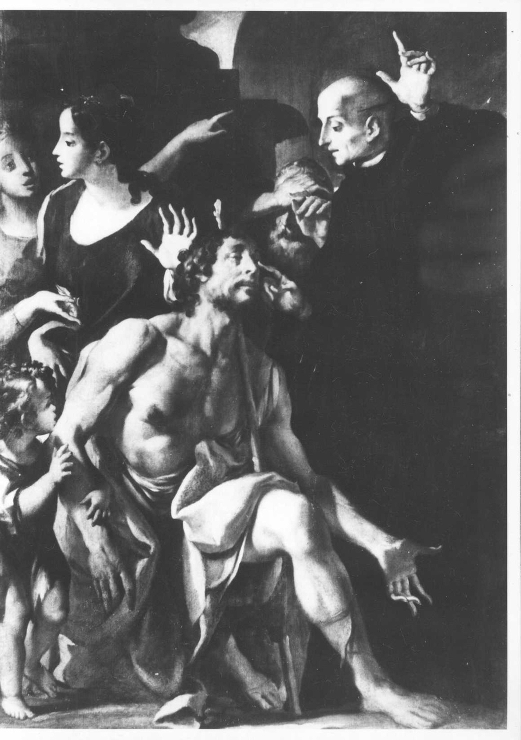 San Mauro ridona la vista al cieco Lino (dipinto) di Fiumani Giacomo (sec. XVIII)
