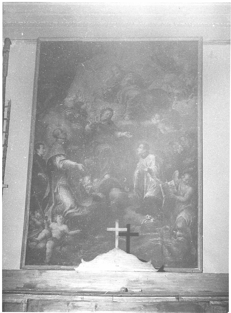 Dio Padre con la Madonna e i santi Ignazio di Loyola e San Luigi Gonzaga (dipinto, opera isolata) di Crastona Giuseppe (attribuito) (seconda metà sec. XVII)