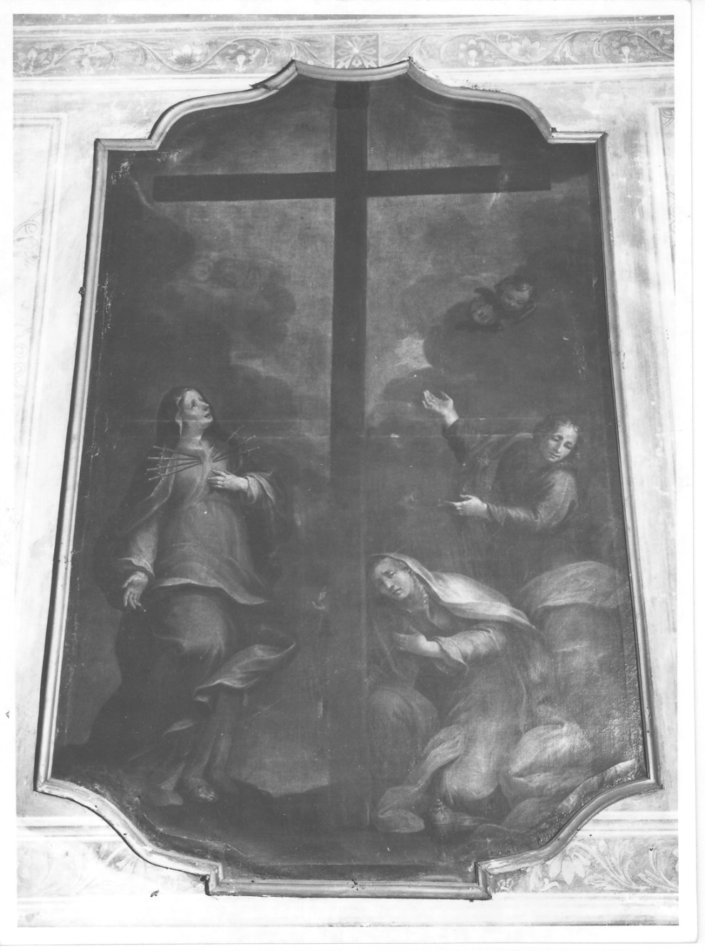 Madonna Addolorata e pie donne ai piedi della croce (dipinto, opera isolata) di Crastona Giuseppe (attribuito) (fine sec. XVII)