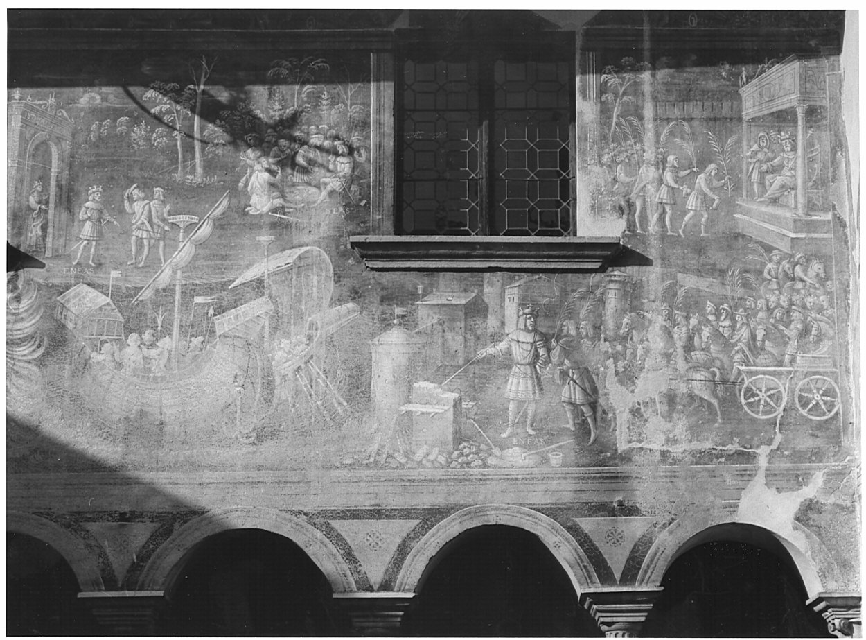 Enea attende alla costruzione del campo fortificato (dipinto, elemento d'insieme) di De Barberis Vincenzo (e aiuti) (sec. XVI)