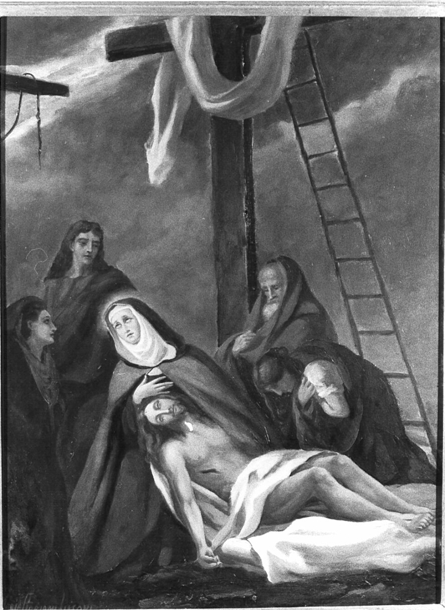 stazione XIII: Gesù deposto dalla croce (dipinto, elemento d'insieme) di Floriani Lissoni Maria (secondo quarto sec. XX)