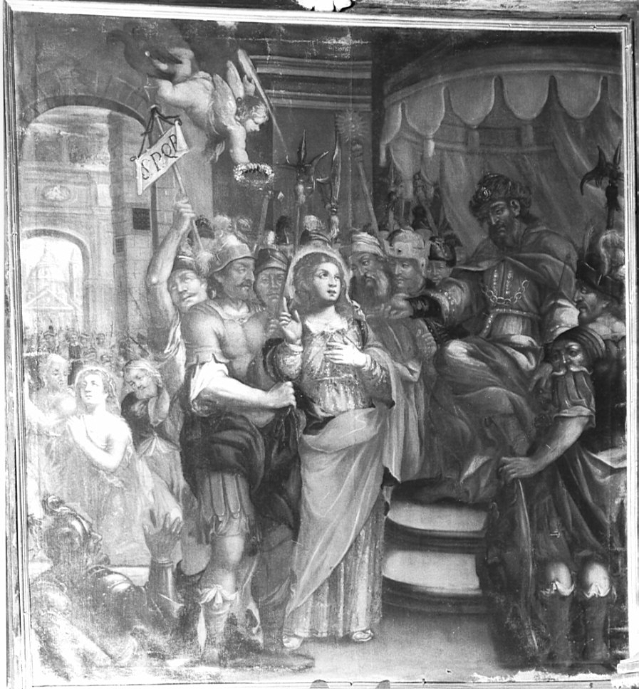 Disputa di Sant'Eufemia al processo (dipinto, elemento d'insieme) di Soldati Antonio (seconda metà sec. XVII)