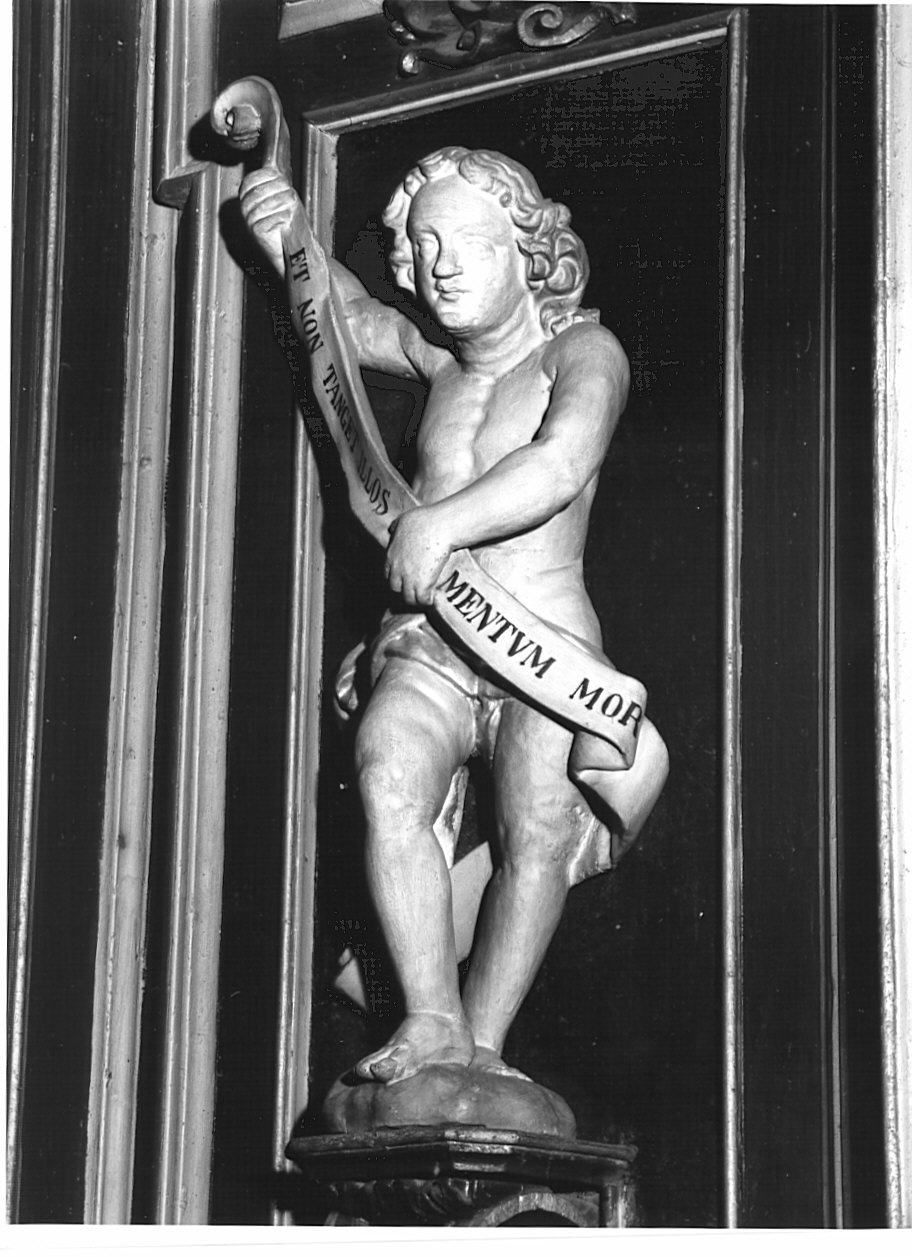 angelo con cartiglio (statua, elemento d'insieme) - ambito valtellinese (sec. XIX)