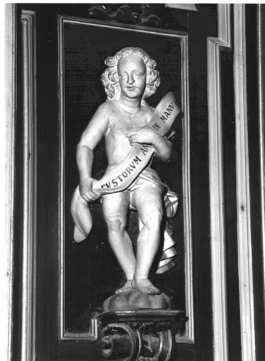 angelo con cartiglio (statua, elemento d'insieme) - ambito valtellinese (sec. XIX)