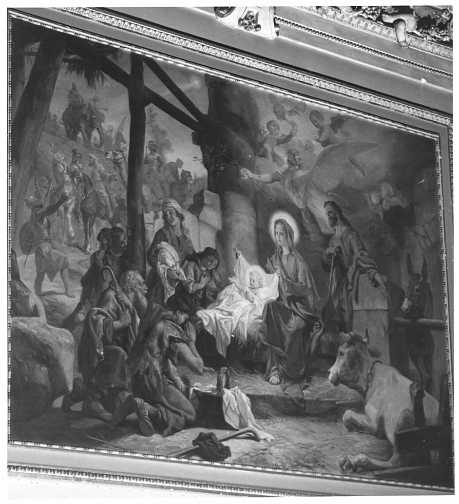 adorazione dei pastori (dipinto, elemento d'insieme) di Morgari Luigi (sec. XX)