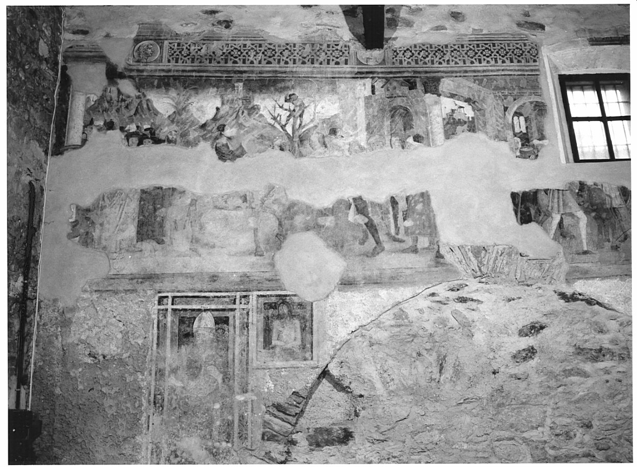 Trigramma di San Bernardino, Adorazione dei magi (?), entrata in Gerusalemme (?) (dipinto, complesso decorativo) - ambito bresciano (prima metà sec. XVI)