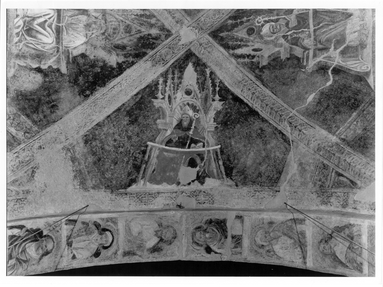 Sant'Agostino in cattedra (dipinto, elemento d'insieme) di De Passeris Andrea (inizio sec. XVI)