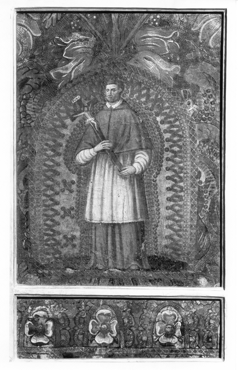San Carlo Borromeo (pannello, elemento d'insieme) - ambito valtellinese (sec. XVII)