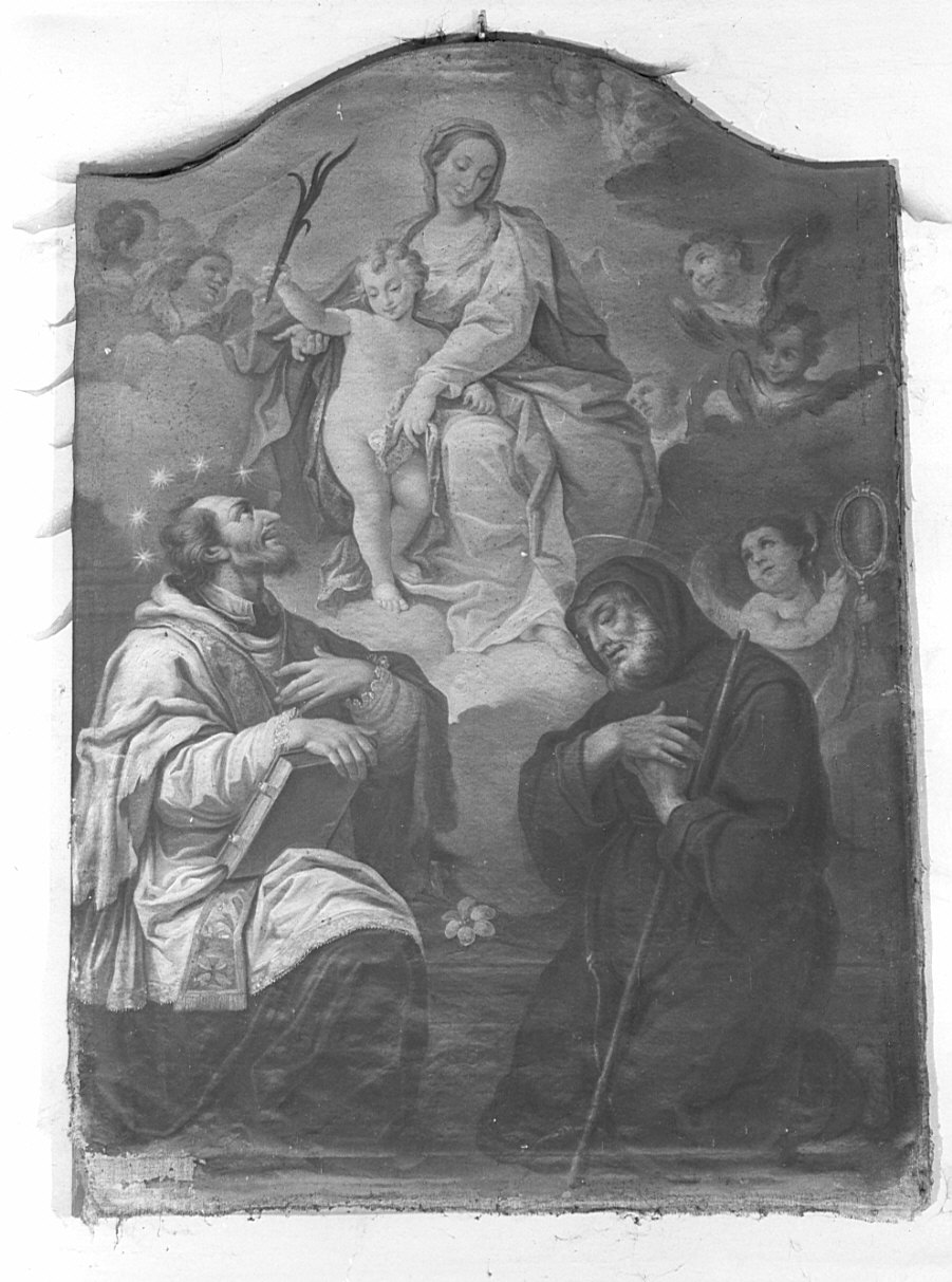 Madonna con Bambino tra Sant'Antonio Abate e San Filippo Neri (dipinto, opera isolata) - ambito lombardo (metà sec. XVII)
