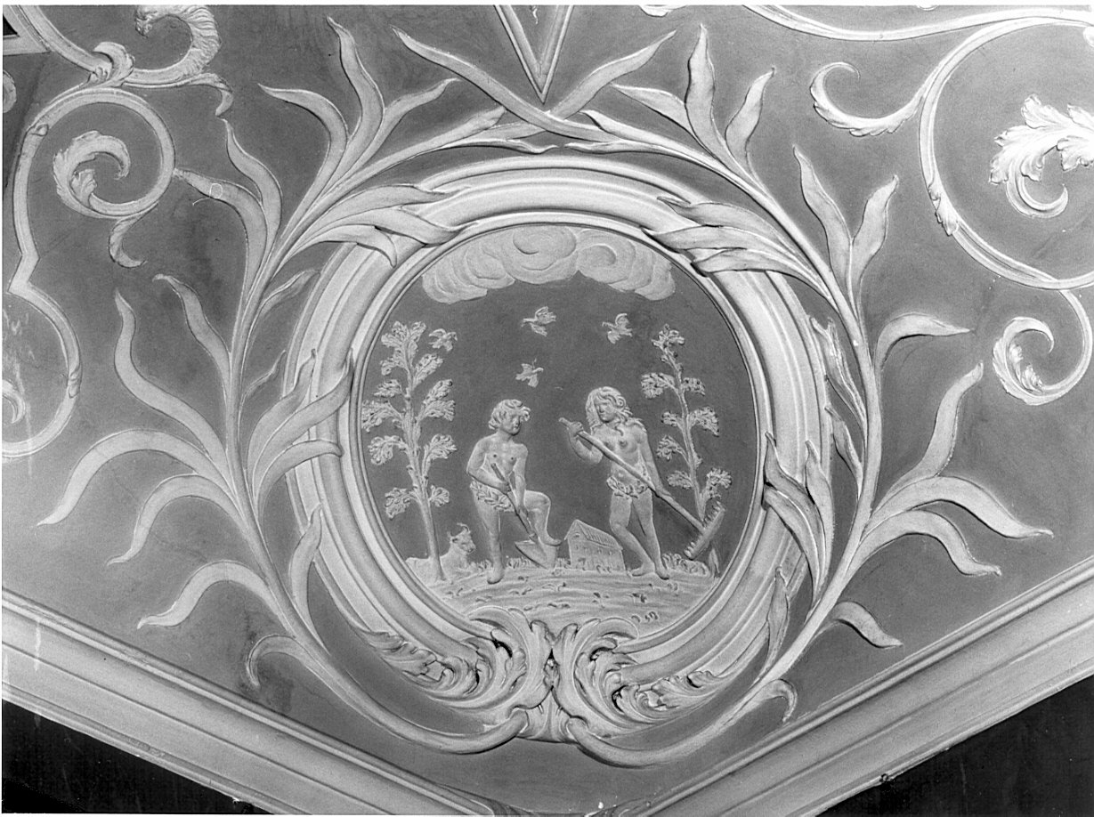 lavoro di Adamo ed Eva (decorazione plastica, elemento d'insieme) - ambito lombardo (prima metà sec. XIX)