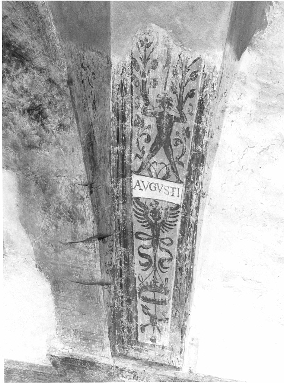 motivi decorativi a grottesche (dipinto, elemento d'insieme) - ambito lombardo (seconda metà sec. XVI)