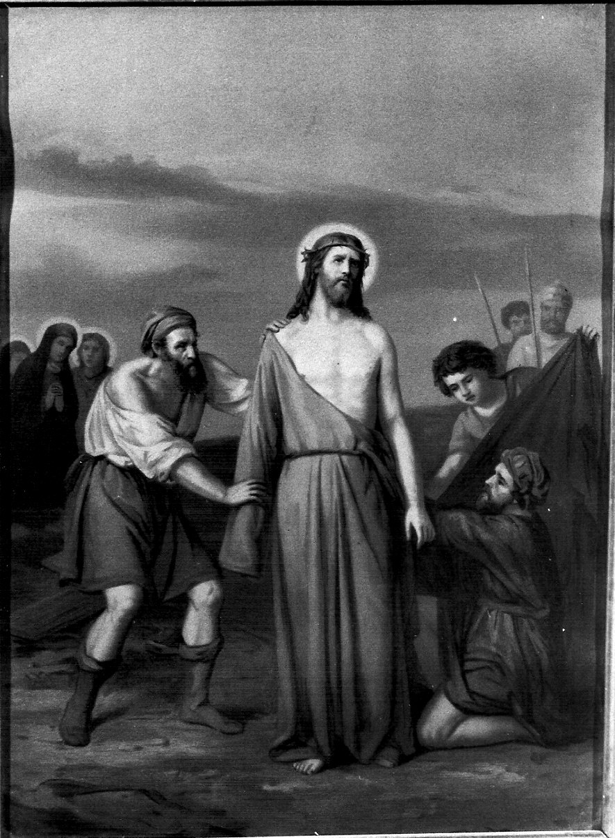 stazione X: Gesù spogliato e abbeverato di fiele (dipinto, elemento d'insieme) - ambito lombardo (prima metà sec. XX)