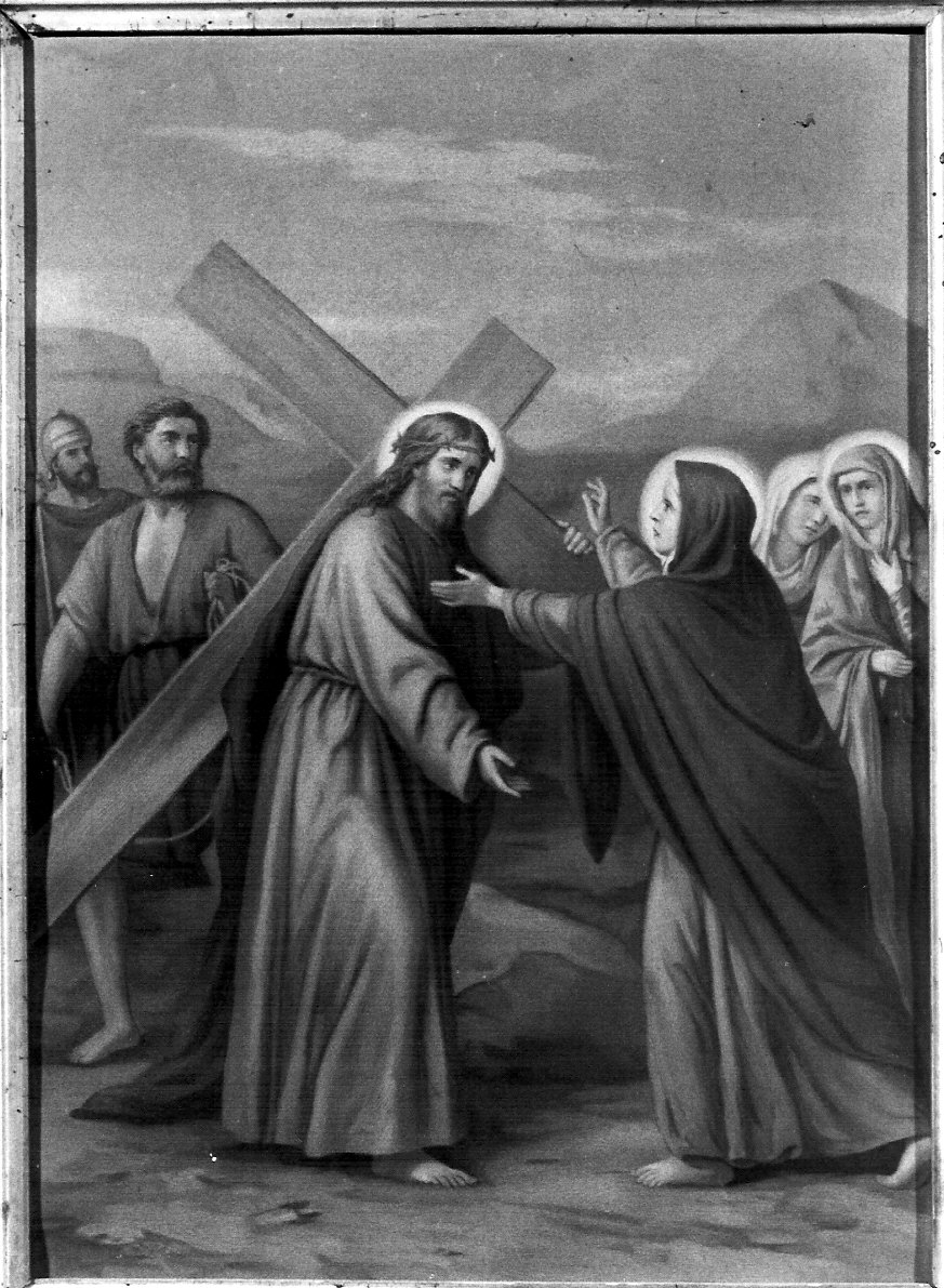 stazione IV: Gesù incontra la Madonna (dipinto, elemento d'insieme) - ambito lombardo (prima metà sec. XX)