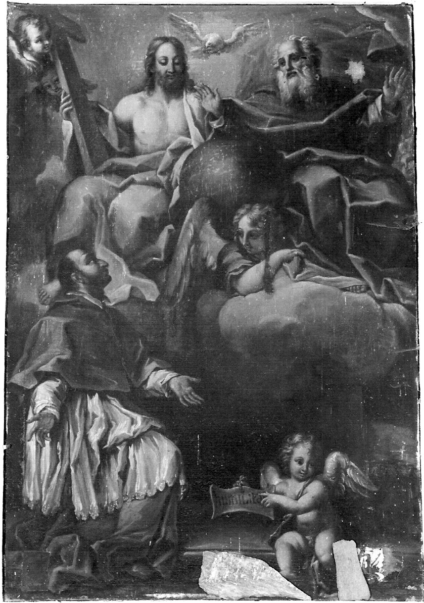 Trinità con San Carlo Borromeo (dipinto, opera isolata) - ambito lombardo (inizio sec. XVIII)
