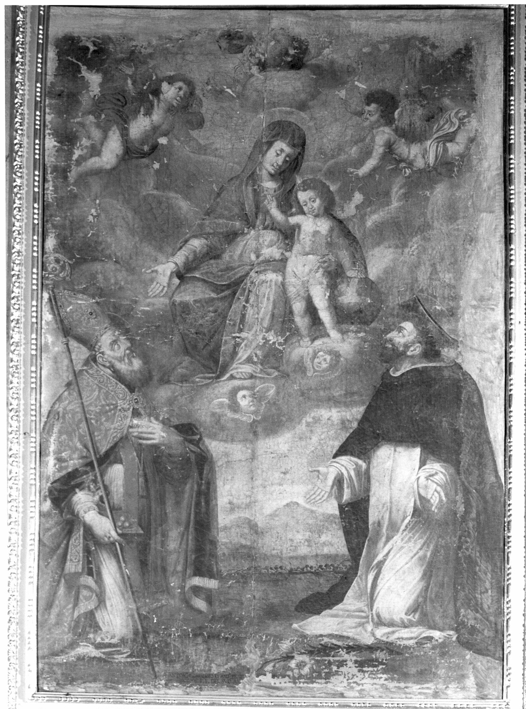 Madonna con Bambino in gloria con San Nicola di Bari e San Pietro Martire (dipinto) - ambito lombardo (sec. XVII)