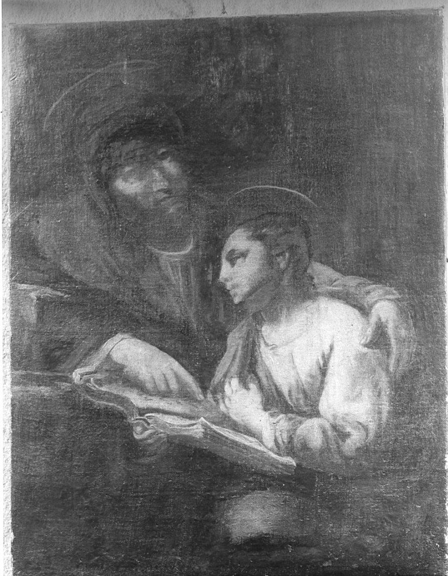 Sant'Anna insegna a leggere a Maria Vergine (dipinto, opera isolata) - ambito lombardo (fine/inizio secc. XVII/ XVIII)