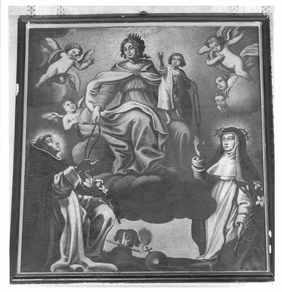 Madonna del Rosario con San Domenico e Santa Caterina da Siena (dipinto, opera isolata) - ambito lombardo (sec. XVII)