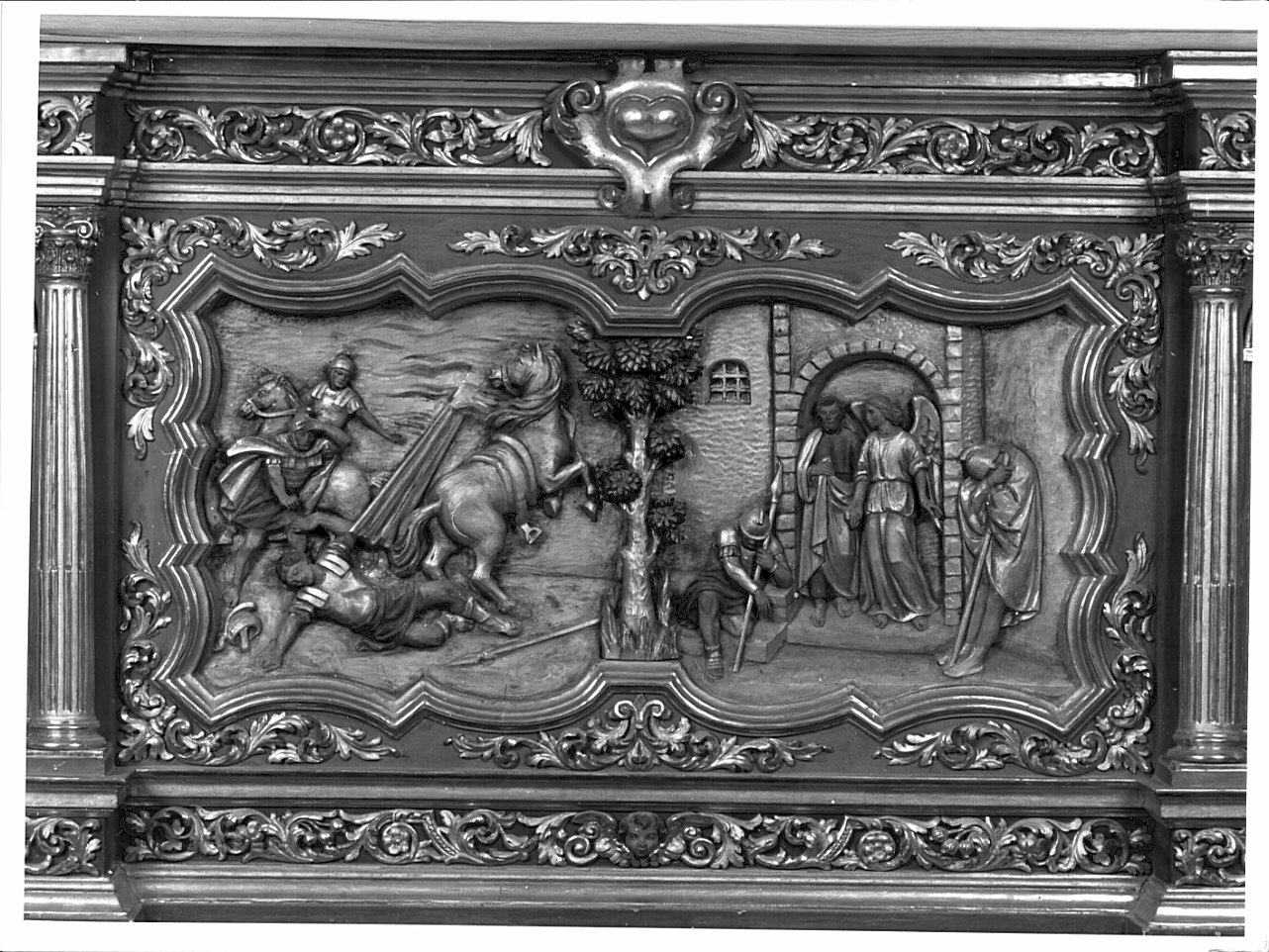 Conversione di San Rocco/ San Paolo liberato dal carcere (rilievo, opera isolata) - bottega lombarda (sec. XVIII, sec. XX)