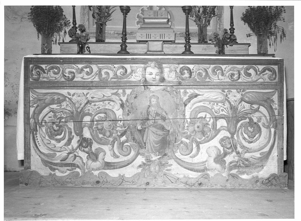 San Bartolomeo e motivi vegetali (paliotto - a pannello piano) - ambito valtellinese (sec. XVII)