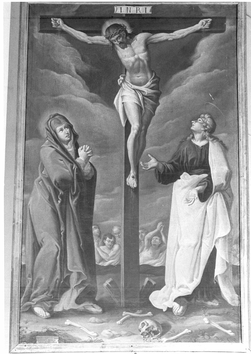Cristo crocifisso con Madonna dei dolori, San Giovanni Evangelista, anime purganti (dipinto, opera isolata) di Schena Vincenzo (seconda metà sec. XVIII)